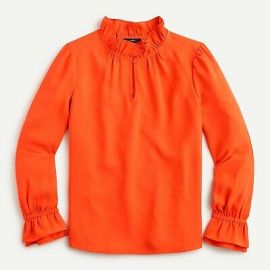 JCrew Ruffleneck Top In 365 Crepe For Women at J. Crew